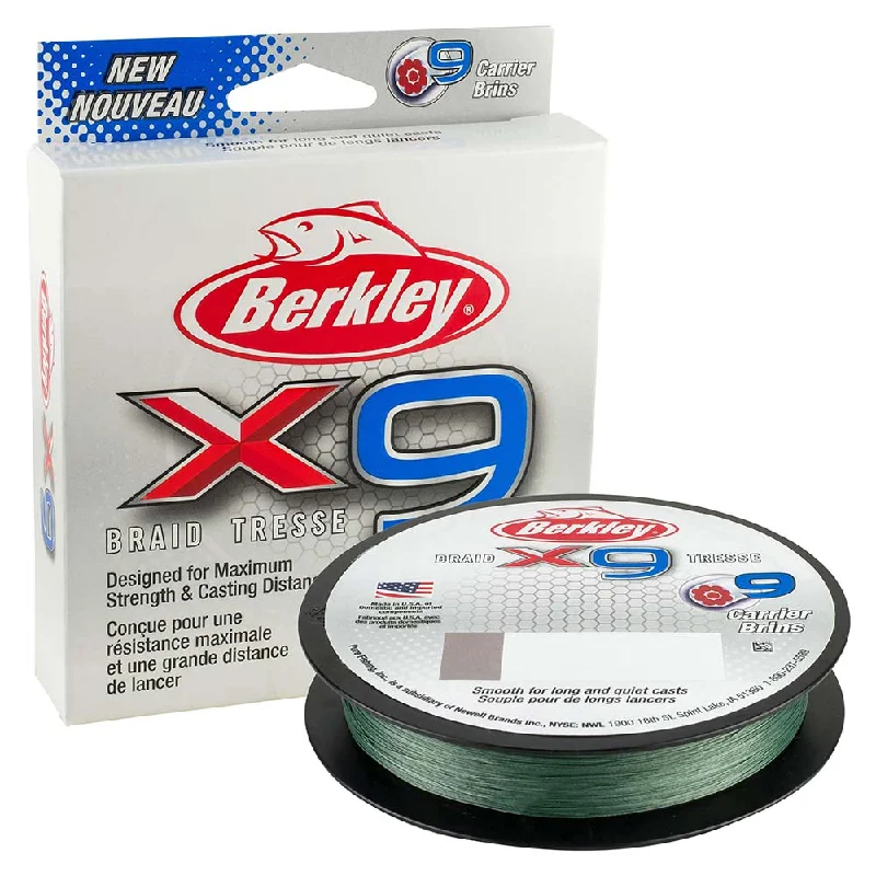 Knot-Resistant Fishing Line-Berkley x9 Braid Low-Vis Green - 100lb - 219 yds - X9B330100-22