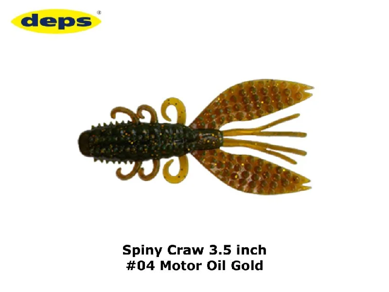 Freshwater Soft Lures-deps x Pro's One Spiny Craw 3.5 inch #04 Motor Oil Gold