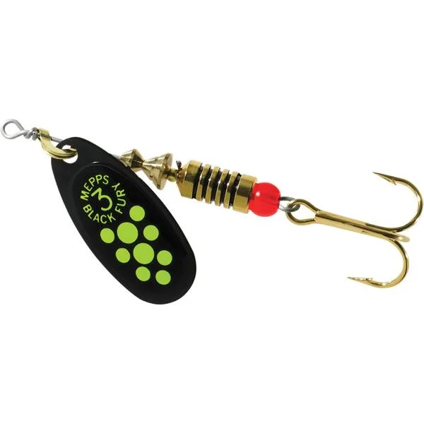 Natural Color Lures-Mepps Black Fury Chartreuse Blade Spinner Lures