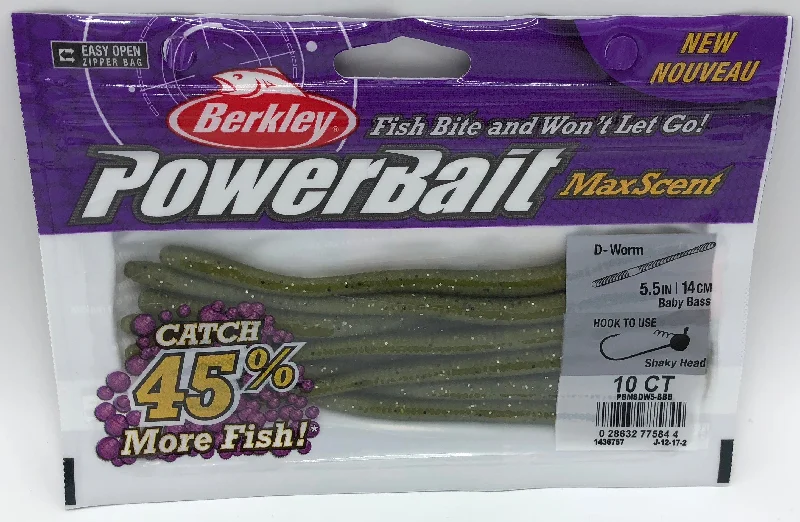 Crankbait Lures-Berkley PowerBait MaxScent D Worm 5.5"