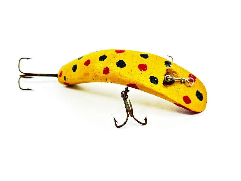 Weighted Lures-Helin Flatfish S3, Yellow with Spots Color-Wooden-Fisherman's Repaint