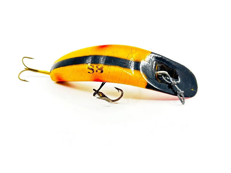 Soft Body Lures-Helin Flatfish S3, Yellow with Stripe and Spots Color-Wooden