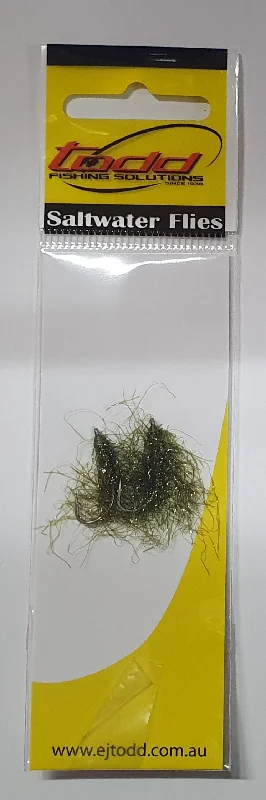 Natural Looking Lures-Green Weed Fly  S8 Dark Olive 2pk