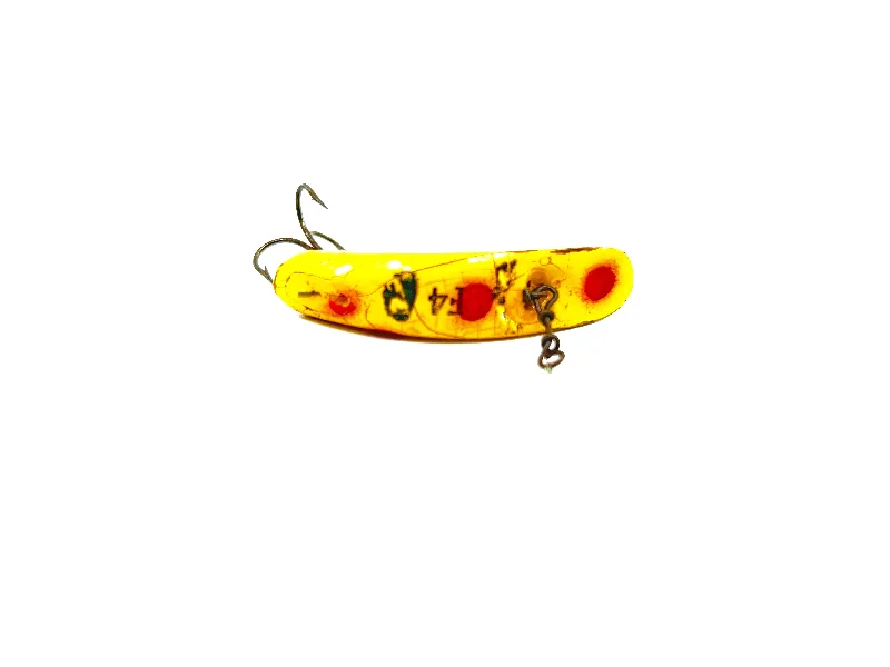 Weighted Worm Lures-Helin Flatfish F4, Yellow with Spots Color-Wooden