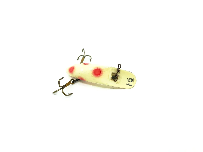 Fishing Lures for Walleye-Helin Flatfish F5 White with Red Spots Color