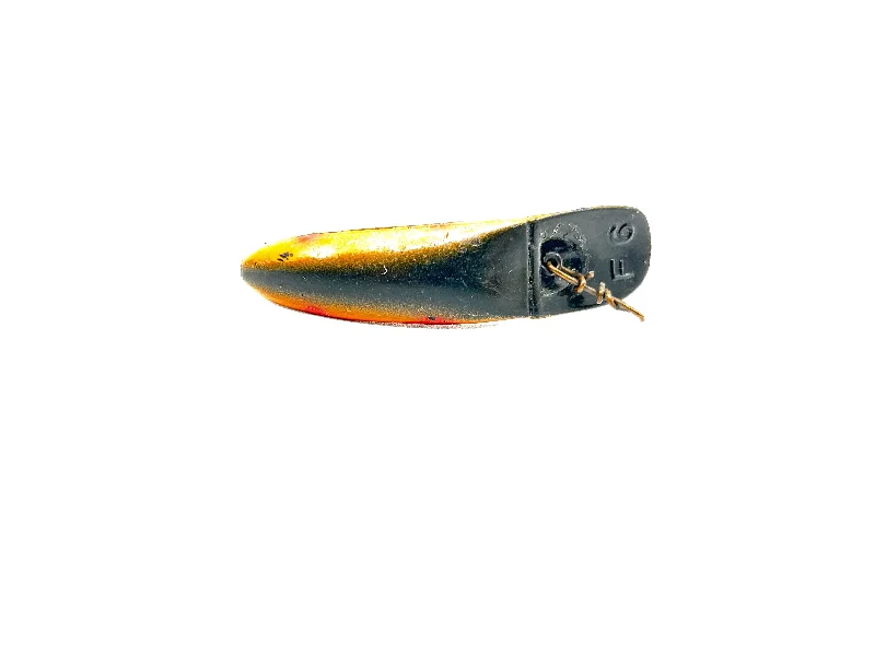 Bass Fishing Lures-Helin Flatfish F6, Black Back Orange Spots Side Color