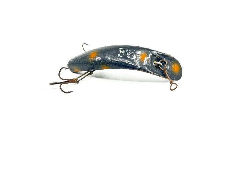 Fishing Lures for Cod-Helin Flatfish F6, Black with Spots Color-Wooden