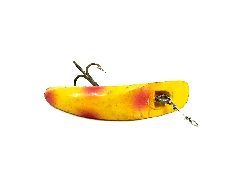 Soft Plastic Worm Lures-Helin Flatfish F6, Yellow with Spots Color