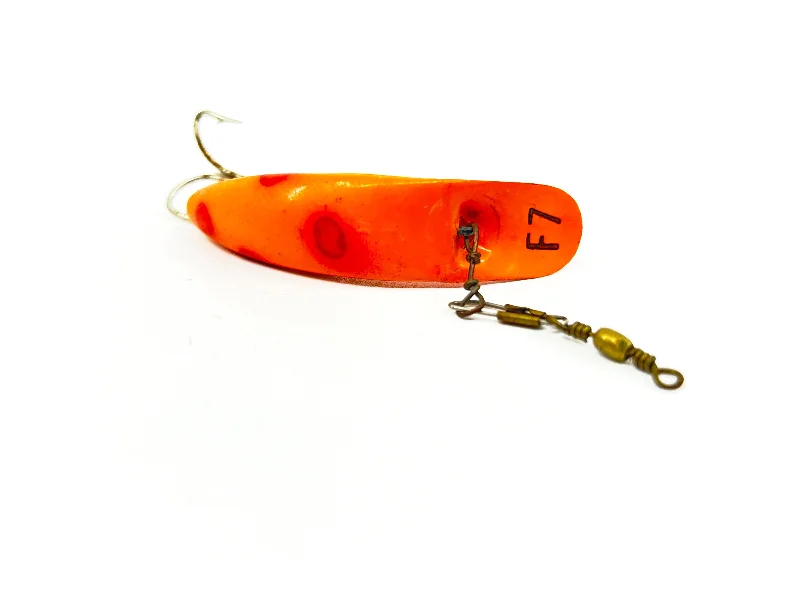 Weedless Fishing Lures-Helin Flatfish F7, Orange with Spots Color