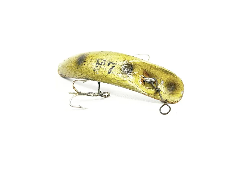 Wide Action Lures-Helin Flatfish F7, Gold with Dots Color-Wooden