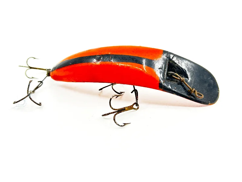 Topwater Lures-Helin Flatfish L9, Orange with Stripe and Spots Color