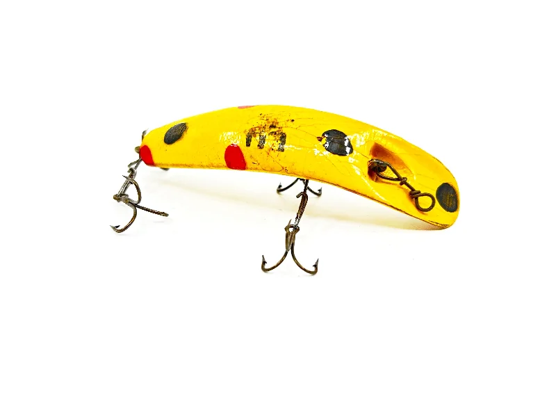 Top-Rated Fishing Lures-Helin Flatfish LU, Yellow with Spots Color-Wooden