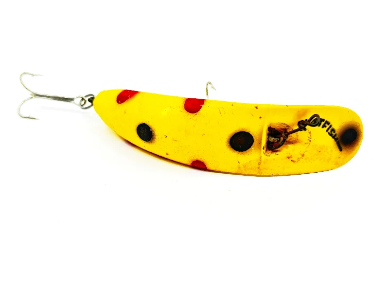 Weedless Fishing Lures-Helin Flatfish M2, Yellow with Spots Color