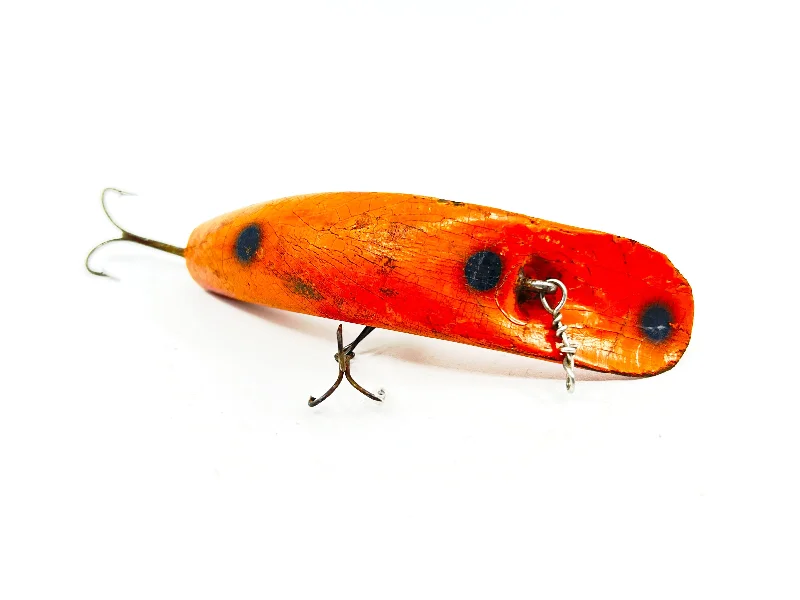 Lures for Large Fish-Helin Flatfish S3, Orange with Spots Color-Wooden