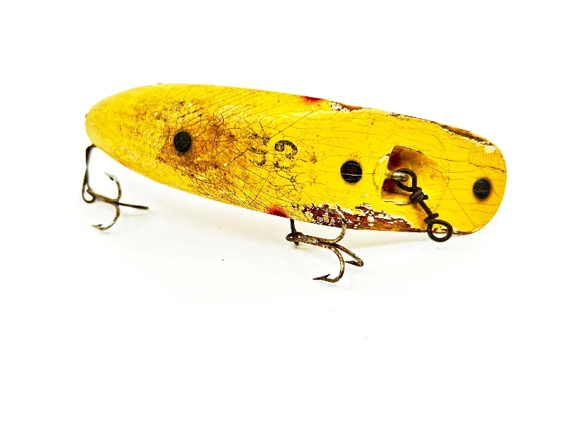 Paddle Tail Lures-Helin Flatfish S3, White/Yellow with Spots Color-Wooden