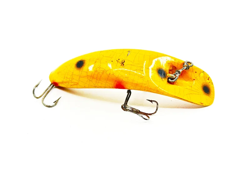 Lures for Catfish-Helin Flatfish S3, Yellow with Dots Color-Wooden