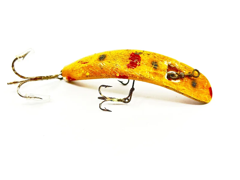 Realistic Fish Imitation Lures-Helin Flatfish S3, Yellow with Spots Color-Wooden