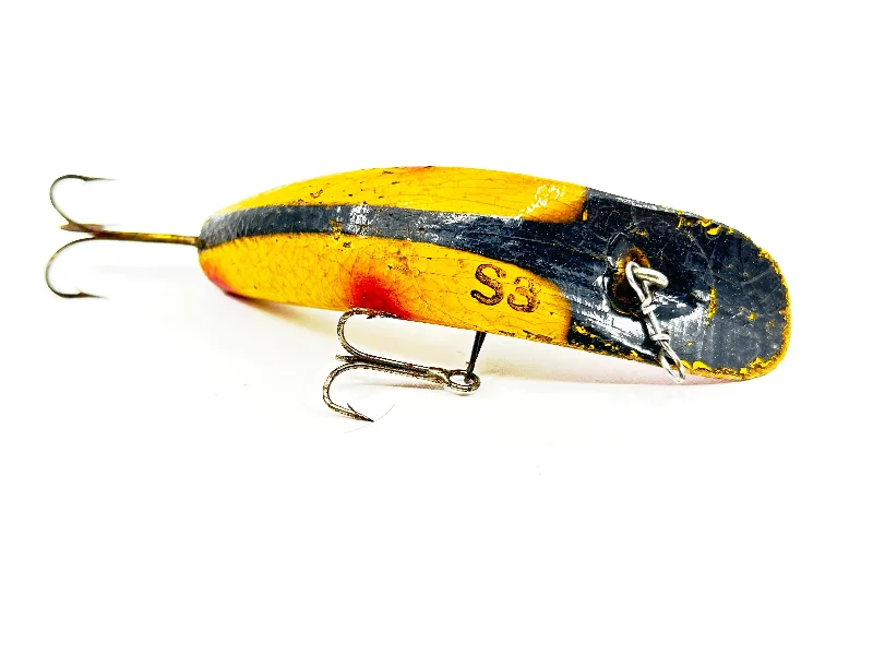 Bright Color Lures-Helin Flatfish S3, Yellow with Stripe and Spots Color-Wooden