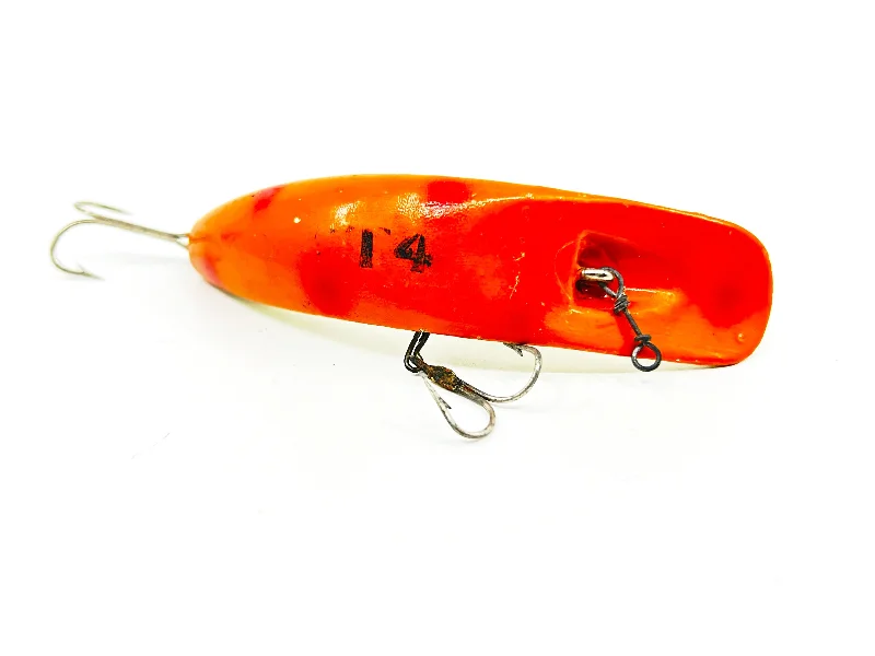 Paddle Tail Soft Lures-Helin Flatfish T4, Orange Top-Glitter Bottom Color-Wooden