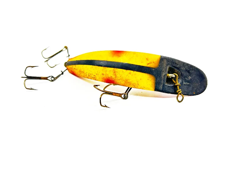 Floating Topwater Lures-Helin Flatfish T4, Yellow with Black Stripe and Spots Color