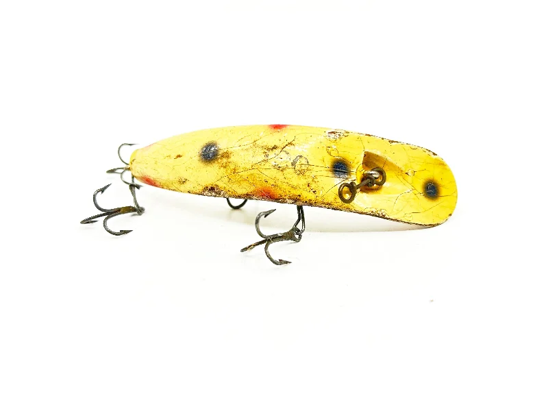 Soft Plastic Lures-Helin Flatfish U20, White/Yellow with Spots Color-Wooden