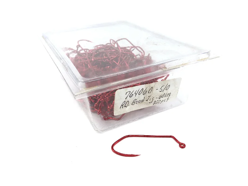 Popper Lures-Round Bend Jig 60 Leg Hooks Red Size 5/0 Qty 250 Hooks Ref 764060-5/0