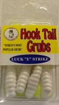 Scented Fishing Lures-Luckie Strike Curl Tail Grub 3" 10ct White-Chartreuse Glitter