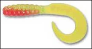 Multi-Purpose Lures-Luckie Strike TriColor Grub 3"10ct Red Chart Glitter Yellow