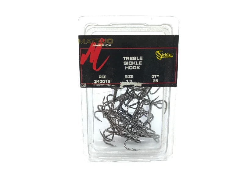 Soft Plastic Jerk Lures-Matzuo American Treble Sickle Hook Size 1/0 Qty 25 Hooks Ref 340012