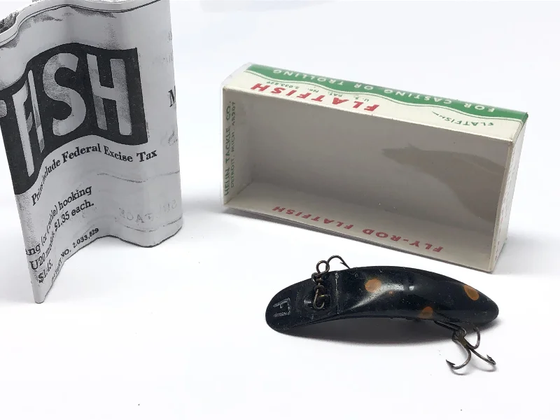 Natural Looking Lures-Helin Flatfish F7 Black with Orange Spots and Box