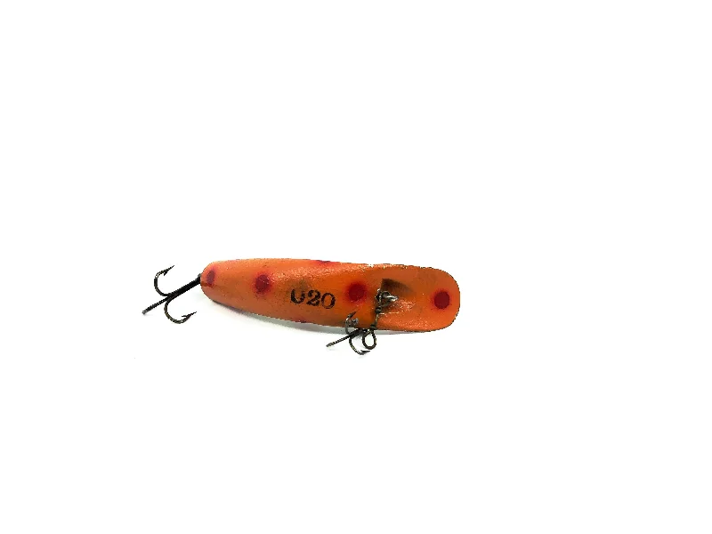 Crankbait with Rattle Lures-Vintage Wooden Helin Flatfish U20 OGF Orange Top Silver Foil Bottom Color