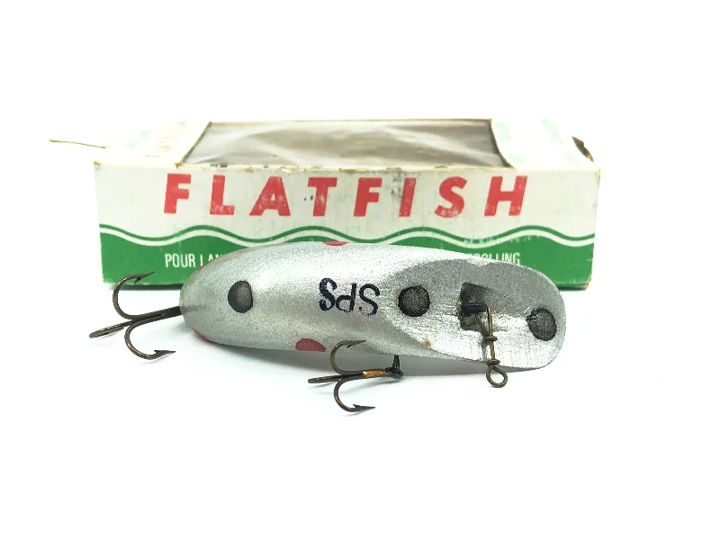 Saltwater Lures-Helin Flatfish SPS, SI Silver Spots Color with Box-Wooden