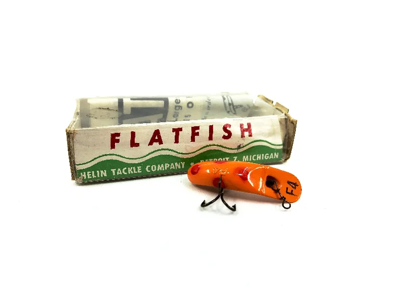 Fishing Lures for Trout-Helin Flatfish F4 LO Light Orange Color in Box