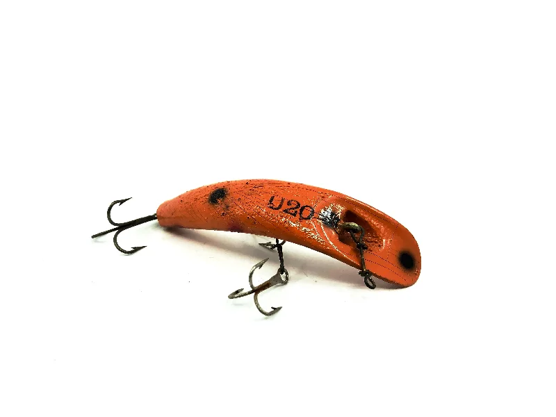 Freshwater Soft Lures-Vintage Wooden Helin Flatfish U20 O Orange Color