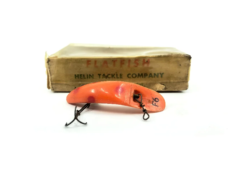 Bite Triggering Lures-Vintage Helin Flatfish F6, OR Orange Color with Box