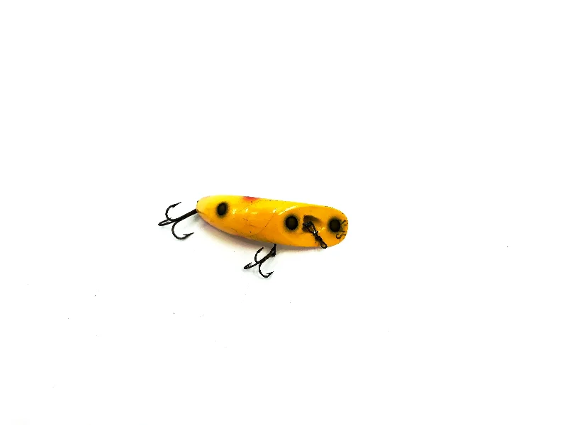 Realistic Crawfish Lures-Vintage Helin Wooden Flatfish SPS Spinning Surface Yellow Color