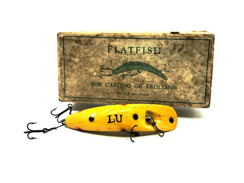 Heavy-Duty Lures-Vintage Helin Flatfish LU, Y Yellow Color with Box