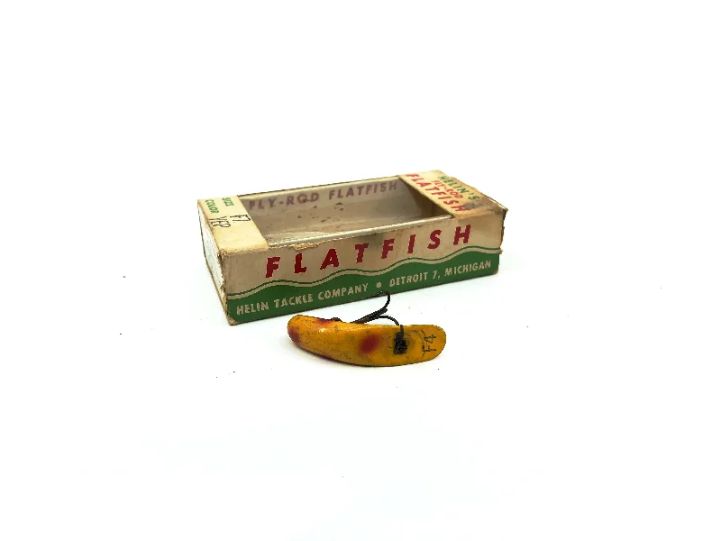 Shrimp Imitation Lures-Helin Flatfish F4 YE Yellow/Red Spot Color with Box