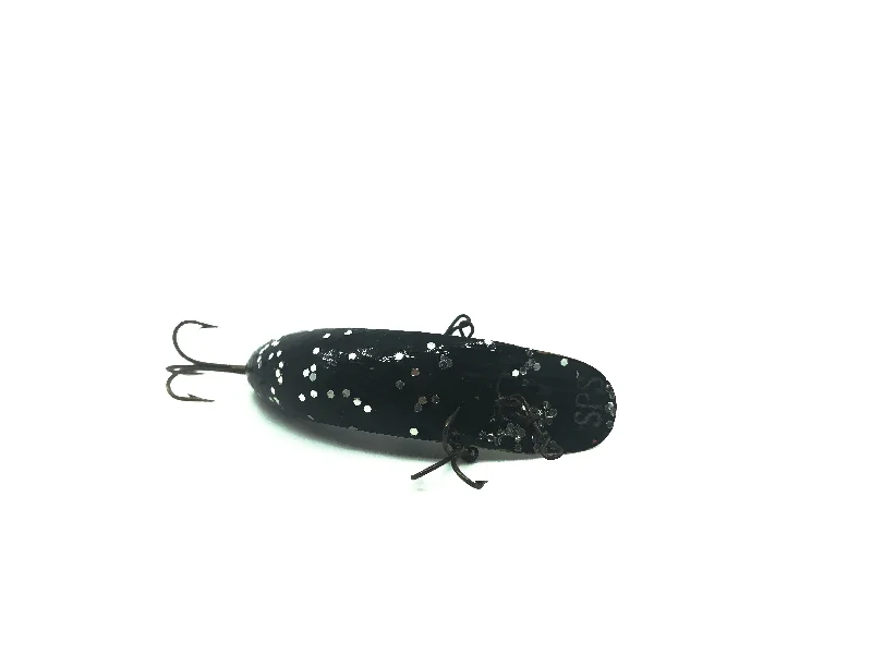 Small Jigging Lures-Vintage Helin Flatfish Wooden SPS Spinning Surface BSS Black Silver Speck Color