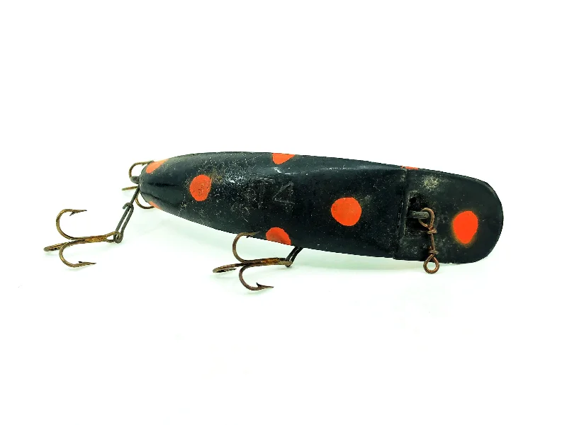 Bite Triggering Lures-Vintage Helin Flatfish T4, Black/Orange Spots Color