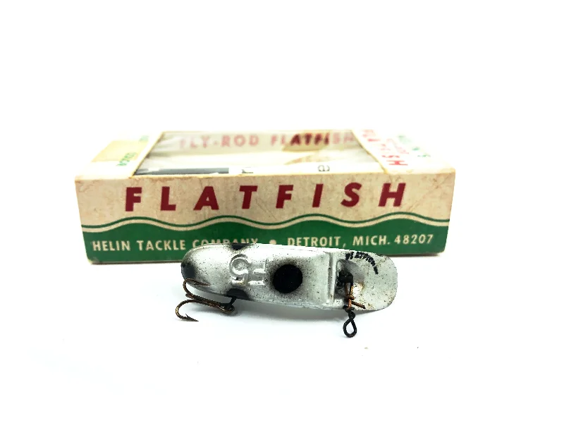 Spinner Lures-Vintage Helin Flatfish F5, SI Silver Black Spots Color with Box