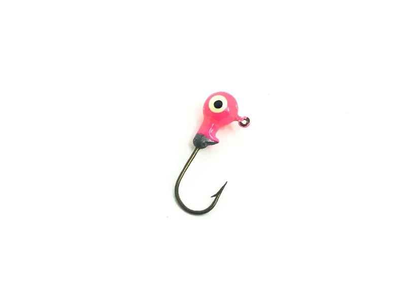 Inline Spinner Lures-2/25oz Essential Round Ball Jig / Jig Head, Pink Color- 8 Pack