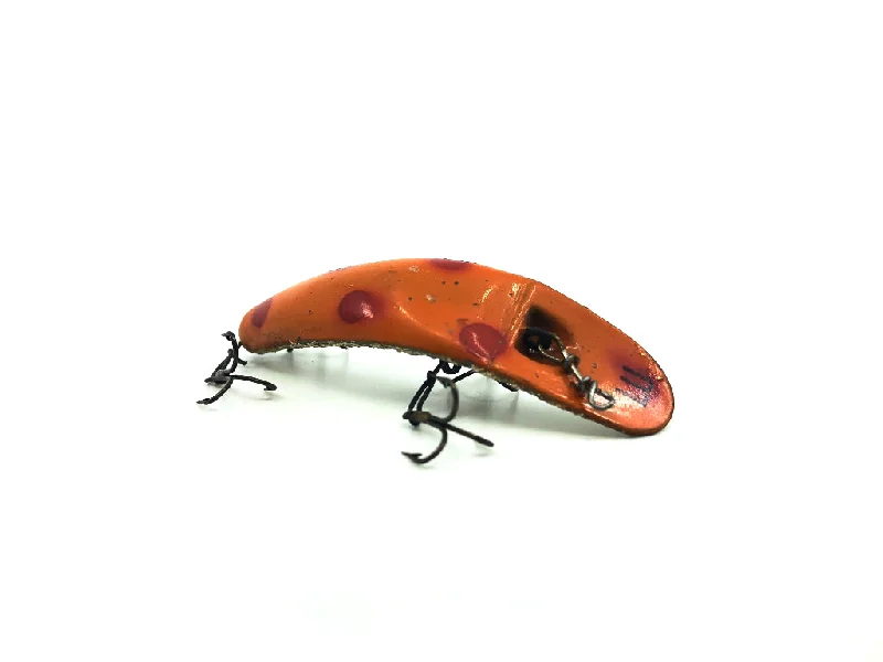 Topwater Lures-Vintage Helin Flatfish LU OG Orange Top Gold Glitter Bottom Color