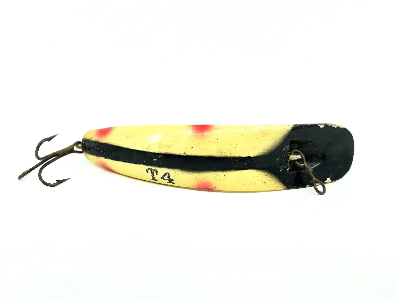 Small Jigging Lures-Vintage Helin Flatfish T4, WB White/Red Tip/Black Stripe Color