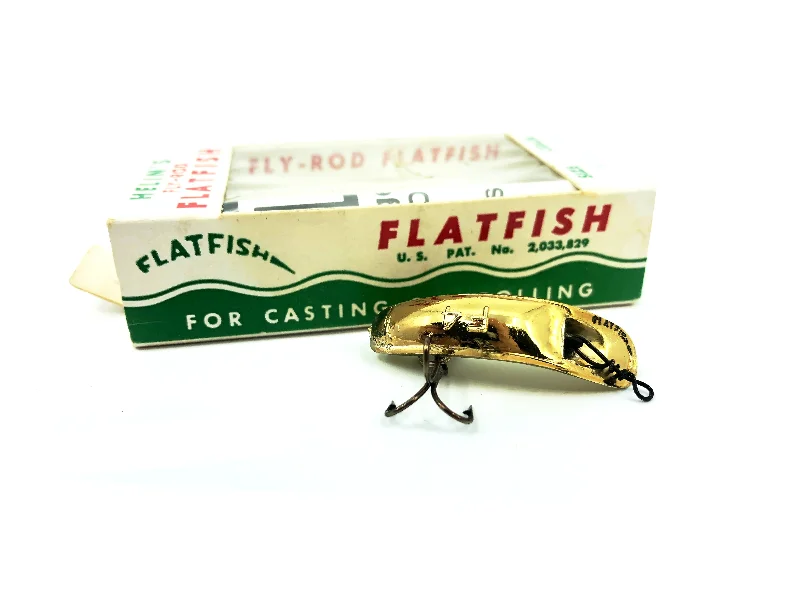 Hybrid Soft Lures-Helin Flatfish F4, GPL Gold Plated Color in Box