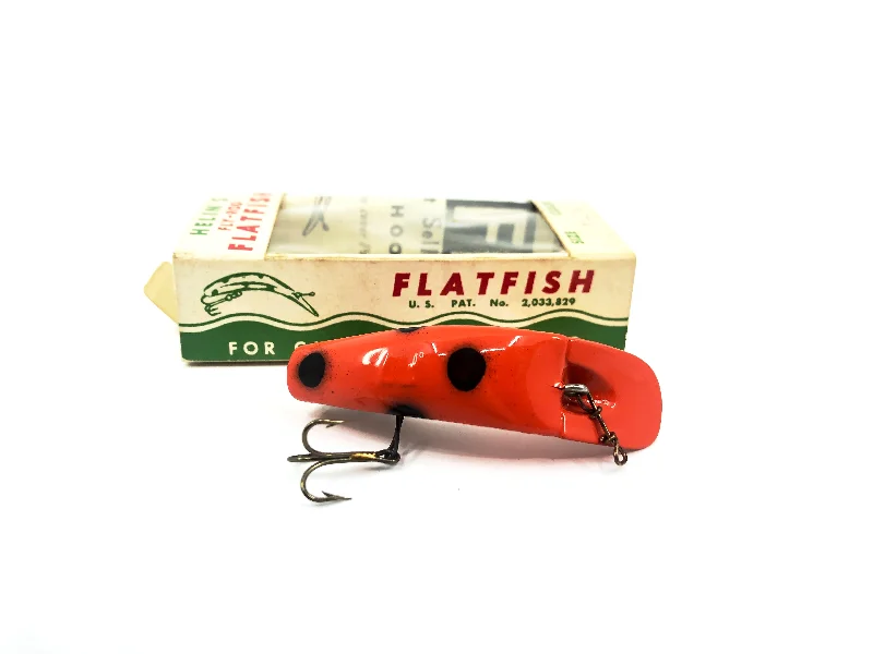 Lures for Saltwater Fishing-Vintage Helin Flatfish F7, OR Orange Color with Box