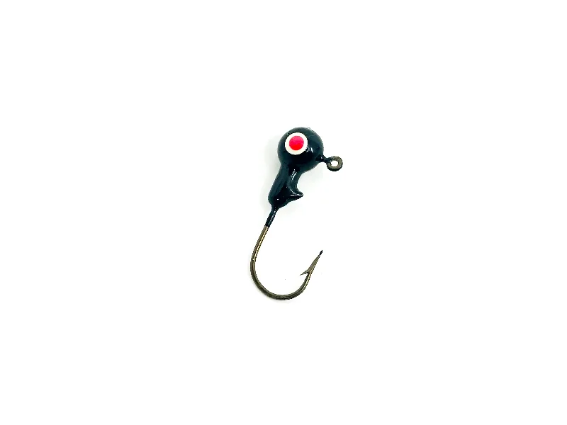 Realistic Lures-2/25oz Essential Round Ball Jig / Jig Head, Black Color- 8 Pack