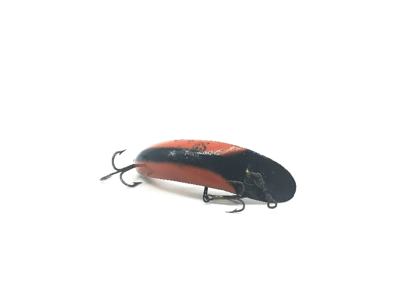 Heavy-Duty Lures-Vintage Helin Flatfish Wooden SPS Spinning Surface OB Orange Red Tip Black Stripe