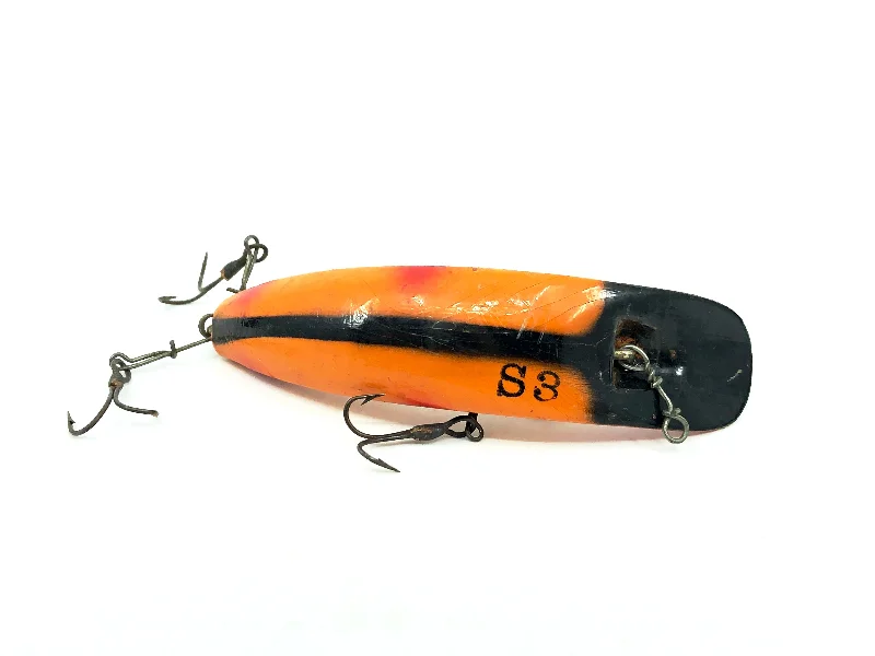 Buzzbait Lures-Helin Wooden Flatfish S3, LOB Light Orange Black Stripe Color