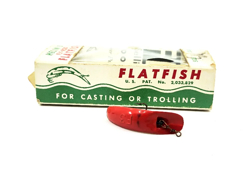 Multi-Color Lures-Vintage Helin Flatfish F3, WR White/Red Belly Color with Box